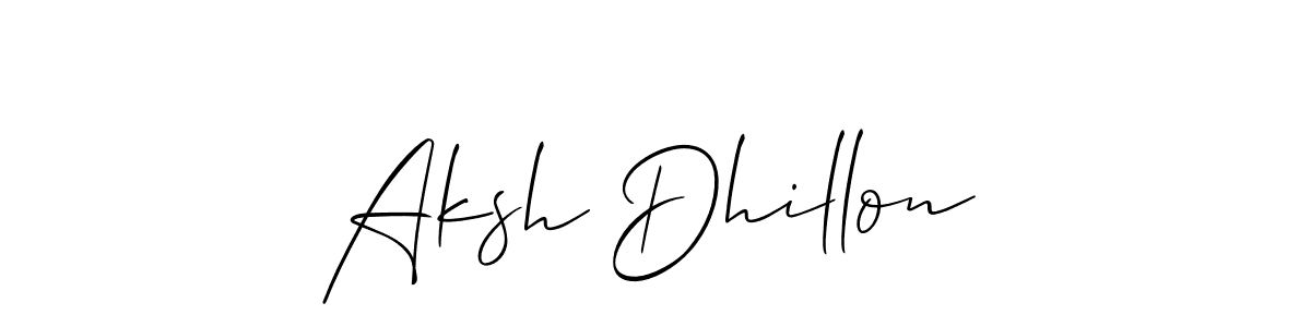 Use a signature maker to create a handwritten signature online. With this signature software, you can design (Allison_Script) your own signature for name Aksh Dhillon. Aksh Dhillon signature style 2 images and pictures png