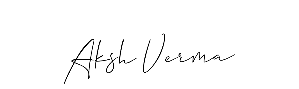 How to make Aksh Verma name signature. Use Allison_Script style for creating short signs online. This is the latest handwritten sign. Aksh Verma signature style 2 images and pictures png