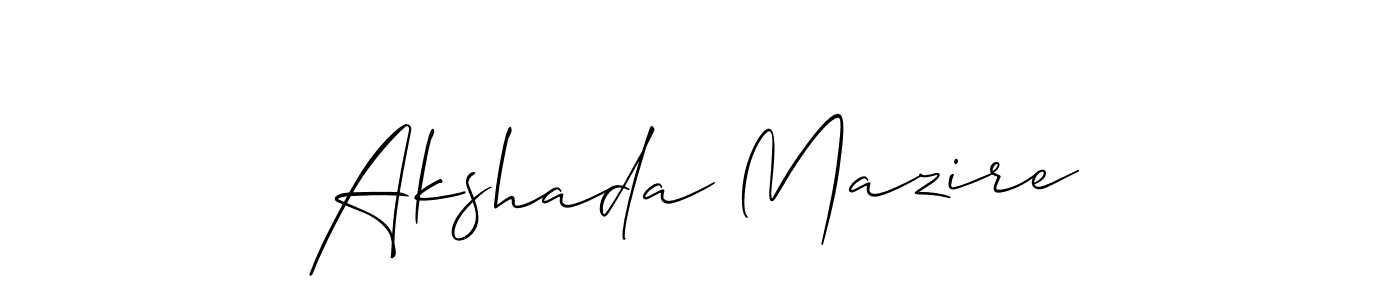 How to make Akshada Mazire signature? Allison_Script is a professional autograph style. Create handwritten signature for Akshada Mazire name. Akshada Mazire signature style 2 images and pictures png