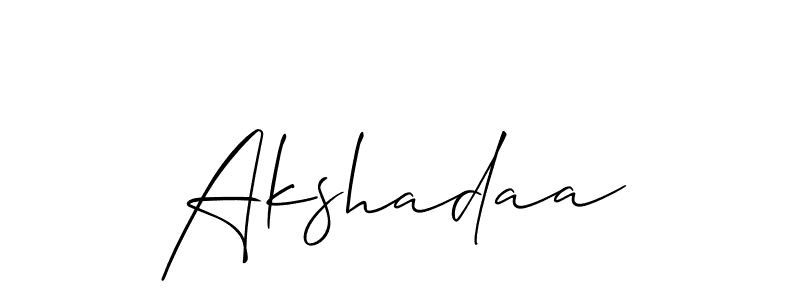 You can use this online signature creator to create a handwritten signature for the name Akshadaa. This is the best online autograph maker. Akshadaa signature style 2 images and pictures png