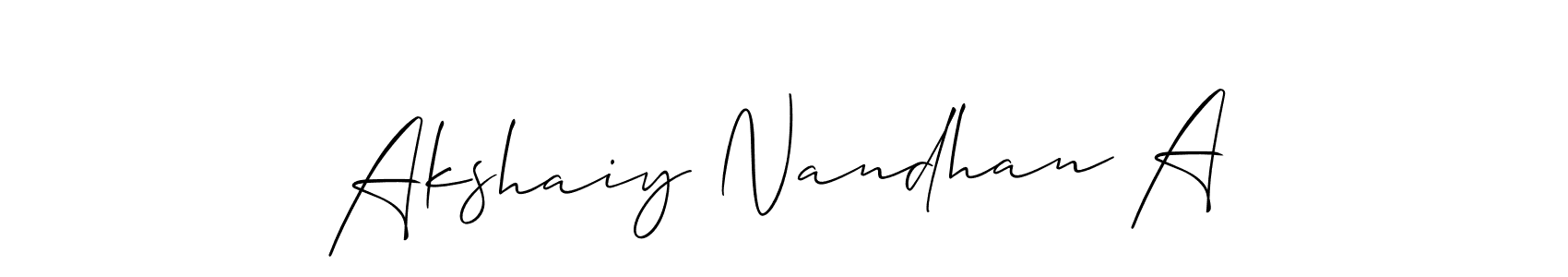 if you are searching for the best signature style for your name Akshaiy Nandhan A. so please give up your signature search. here we have designed multiple signature styles  using Allison_Script. Akshaiy Nandhan A signature style 2 images and pictures png