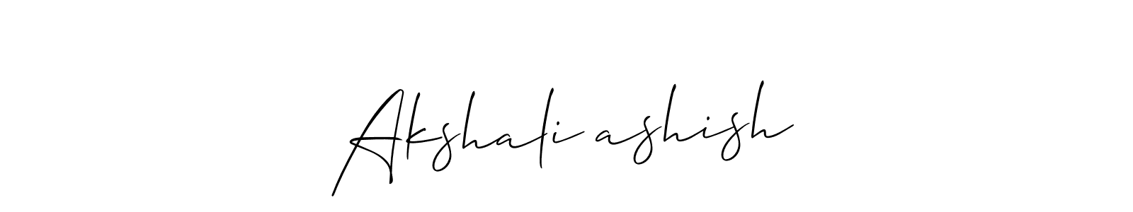 if you are searching for the best signature style for your name Akshali❤ashish. so please give up your signature search. here we have designed multiple signature styles  using Allison_Script. Akshali❤ashish signature style 2 images and pictures png