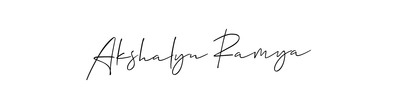 How to make Akshalyn Ramya signature? Allison_Script is a professional autograph style. Create handwritten signature for Akshalyn Ramya name. Akshalyn Ramya signature style 2 images and pictures png