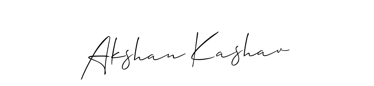 You should practise on your own different ways (Allison_Script) to write your name (Akshan Kashav) in signature. don't let someone else do it for you. Akshan Kashav signature style 2 images and pictures png