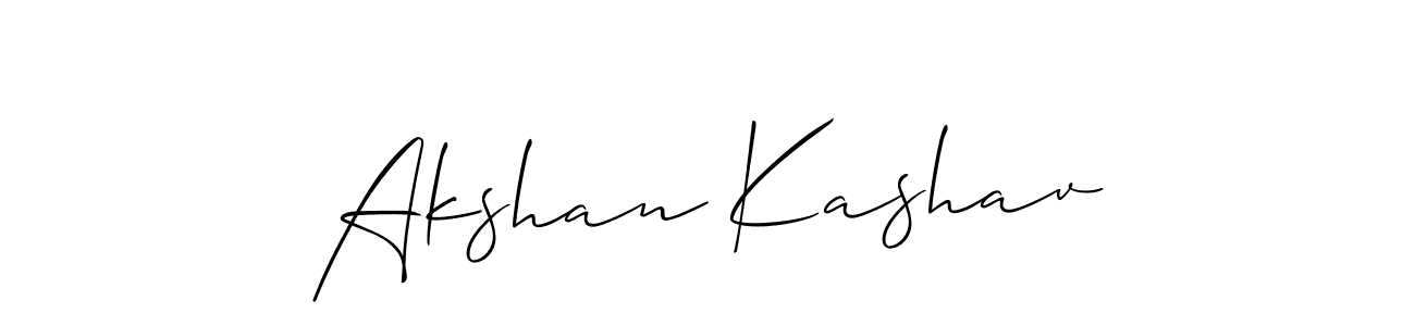 You should practise on your own different ways (Allison_Script) to write your name (Akshan Kashav) in signature. don't let someone else do it for you. Akshan Kashav signature style 2 images and pictures png