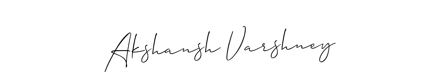 You should practise on your own different ways (Allison_Script) to write your name (Akshansh Varshney) in signature. don't let someone else do it for you. Akshansh Varshney signature style 2 images and pictures png