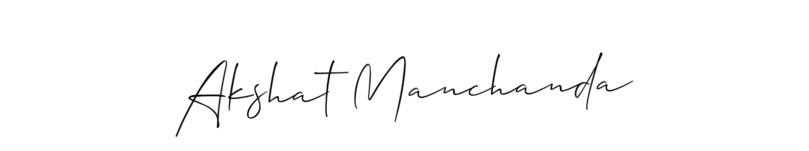 The best way (Allison_Script) to make a short signature is to pick only two or three words in your name. The name Akshat Manchanda include a total of six letters. For converting this name. Akshat Manchanda signature style 2 images and pictures png