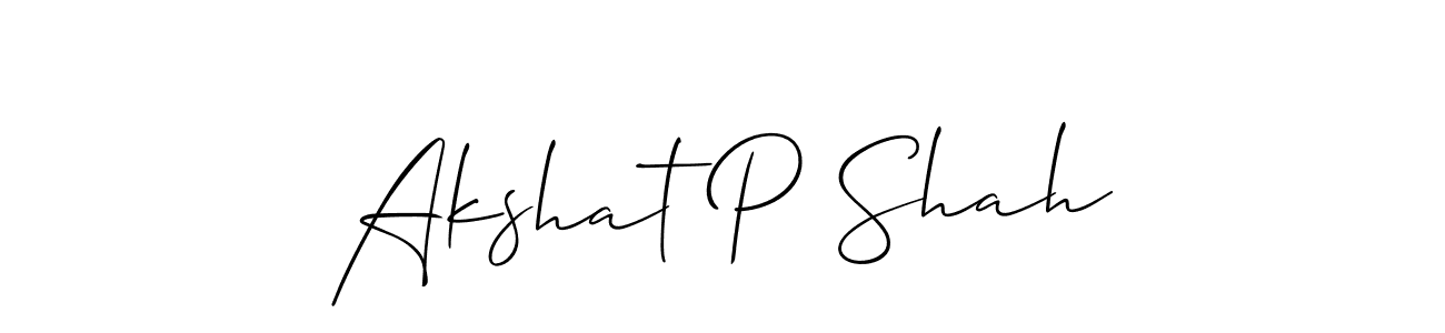 How to make Akshat P Shah name signature. Use Allison_Script style for creating short signs online. This is the latest handwritten sign. Akshat P Shah signature style 2 images and pictures png