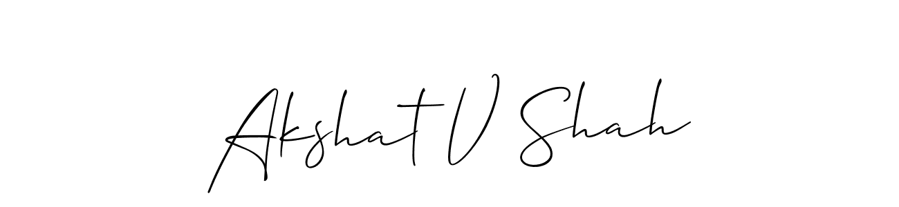 Make a beautiful signature design for name Akshat V Shah. With this signature (Allison_Script) style, you can create a handwritten signature for free. Akshat V Shah signature style 2 images and pictures png