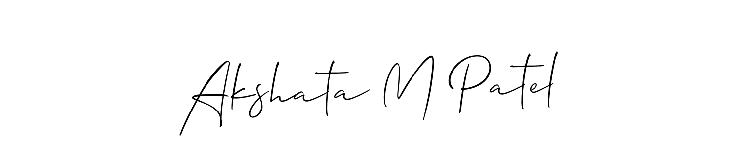 How to make Akshata M Patel name signature. Use Allison_Script style for creating short signs online. This is the latest handwritten sign. Akshata M Patel signature style 2 images and pictures png