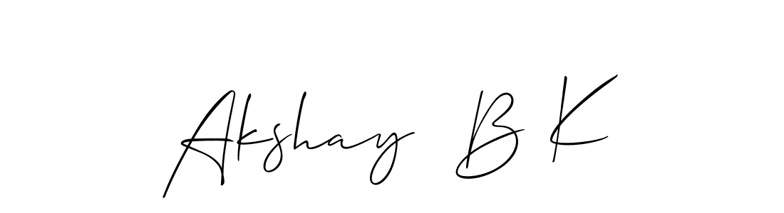 This is the best signature style for the Akshay  B K name. Also you like these signature font (Allison_Script). Mix name signature. Akshay  B K signature style 2 images and pictures png