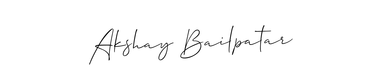 The best way (Allison_Script) to make a short signature is to pick only two or three words in your name. The name Akshay Bailpatar include a total of six letters. For converting this name. Akshay Bailpatar signature style 2 images and pictures png