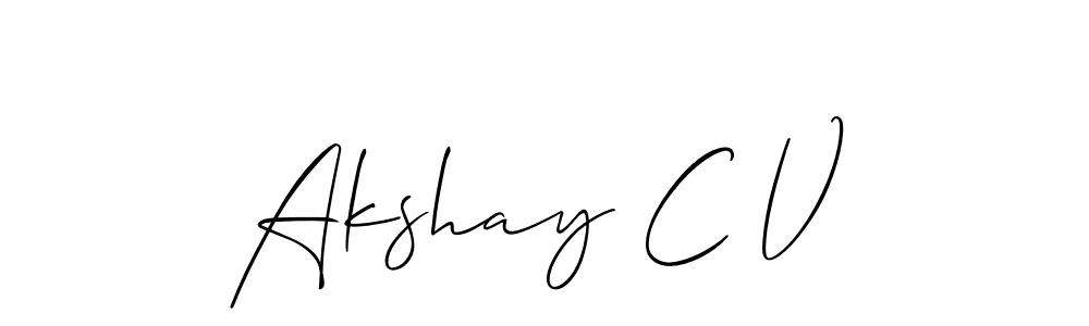 Create a beautiful signature design for name Akshay C V. With this signature (Allison_Script) fonts, you can make a handwritten signature for free. Akshay C V signature style 2 images and pictures png
