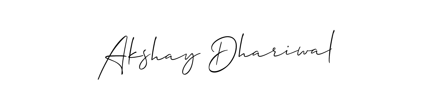 Allison_Script is a professional signature style that is perfect for those who want to add a touch of class to their signature. It is also a great choice for those who want to make their signature more unique. Get Akshay Dhariwal name to fancy signature for free. Akshay Dhariwal signature style 2 images and pictures png