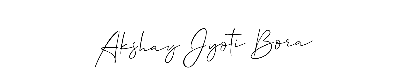 Create a beautiful signature design for name Akshay Jyoti Bora. With this signature (Allison_Script) fonts, you can make a handwritten signature for free. Akshay Jyoti Bora signature style 2 images and pictures png