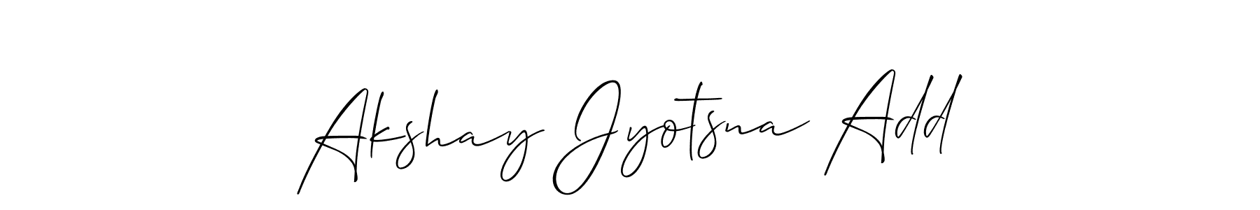 Make a beautiful signature design for name Akshay Jyotsna Add. With this signature (Allison_Script) style, you can create a handwritten signature for free. Akshay Jyotsna Add signature style 2 images and pictures png