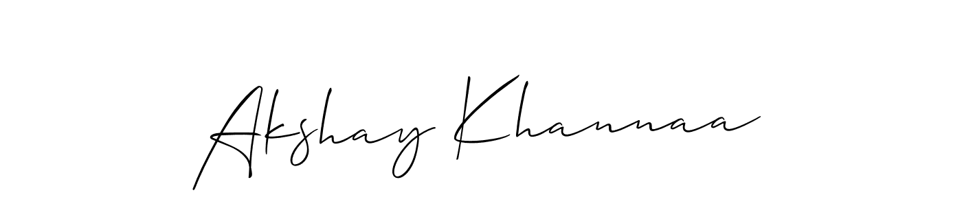 How to make Akshay Khannaa name signature. Use Allison_Script style for creating short signs online. This is the latest handwritten sign. Akshay Khannaa signature style 2 images and pictures png