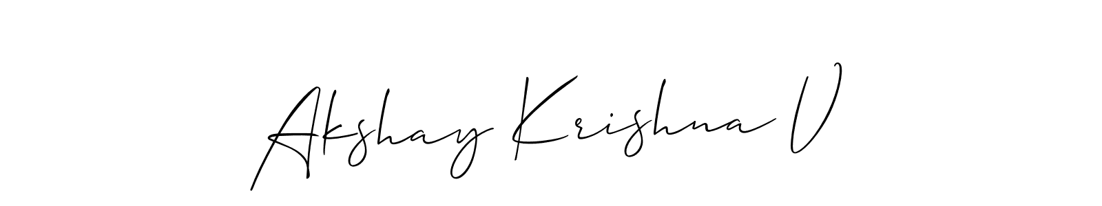 You should practise on your own different ways (Allison_Script) to write your name (Akshay Krishna V) in signature. don't let someone else do it for you. Akshay Krishna V signature style 2 images and pictures png