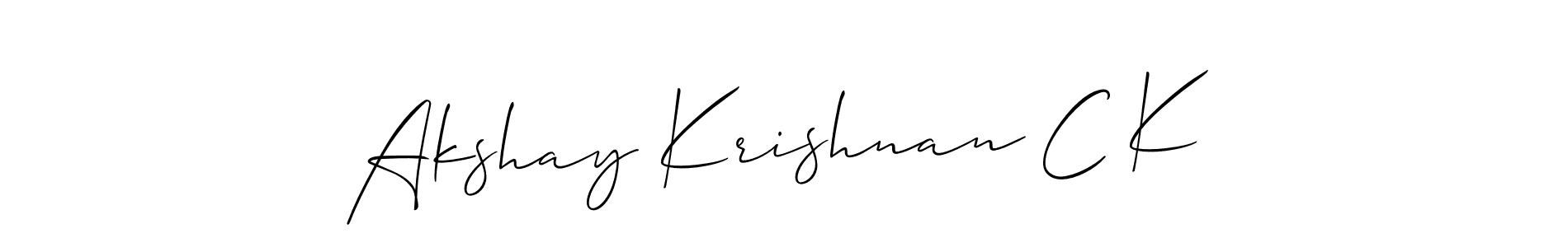 You can use this online signature creator to create a handwritten signature for the name Akshay Krishnan C K. This is the best online autograph maker. Akshay Krishnan C K signature style 2 images and pictures png