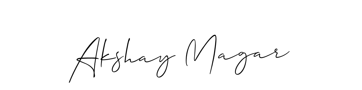 Make a beautiful signature design for name Akshay Magar. With this signature (Allison_Script) style, you can create a handwritten signature for free. Akshay Magar signature style 2 images and pictures png