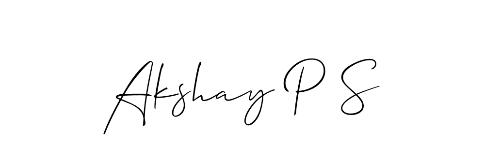 Also You can easily find your signature by using the search form. We will create Akshay P S name handwritten signature images for you free of cost using Allison_Script sign style. Akshay P S signature style 2 images and pictures png