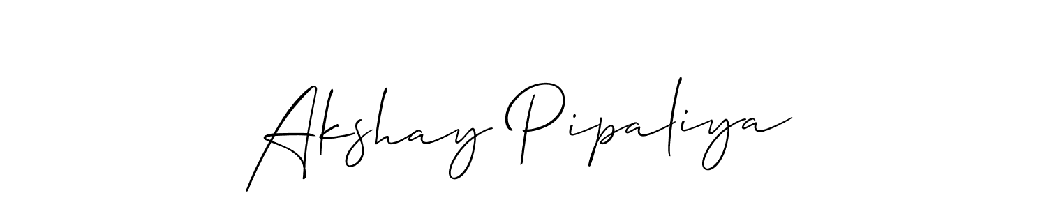 You should practise on your own different ways (Allison_Script) to write your name (Akshay Pipaliya) in signature. don't let someone else do it for you. Akshay Pipaliya signature style 2 images and pictures png