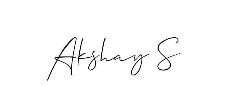 The best way (Allison_Script) to make a short signature is to pick only two or three words in your name. The name Akshay S include a total of six letters. For converting this name. Akshay S signature style 2 images and pictures png