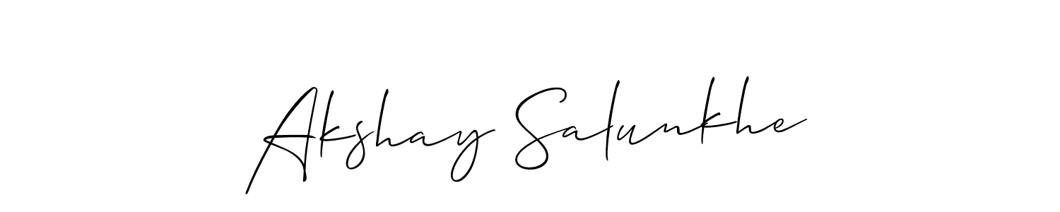 Use a signature maker to create a handwritten signature online. With this signature software, you can design (Allison_Script) your own signature for name Akshay Salunkhe. Akshay Salunkhe signature style 2 images and pictures png