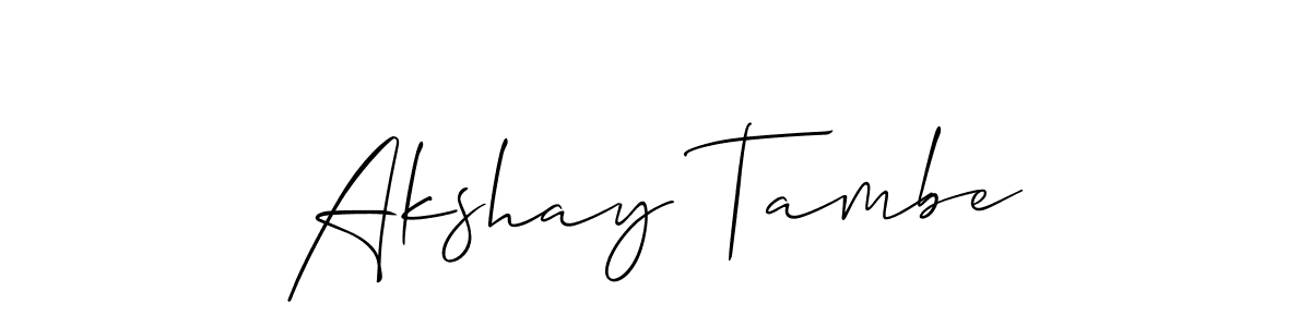 Allison_Script is a professional signature style that is perfect for those who want to add a touch of class to their signature. It is also a great choice for those who want to make their signature more unique. Get Akshay Tambe name to fancy signature for free. Akshay Tambe signature style 2 images and pictures png