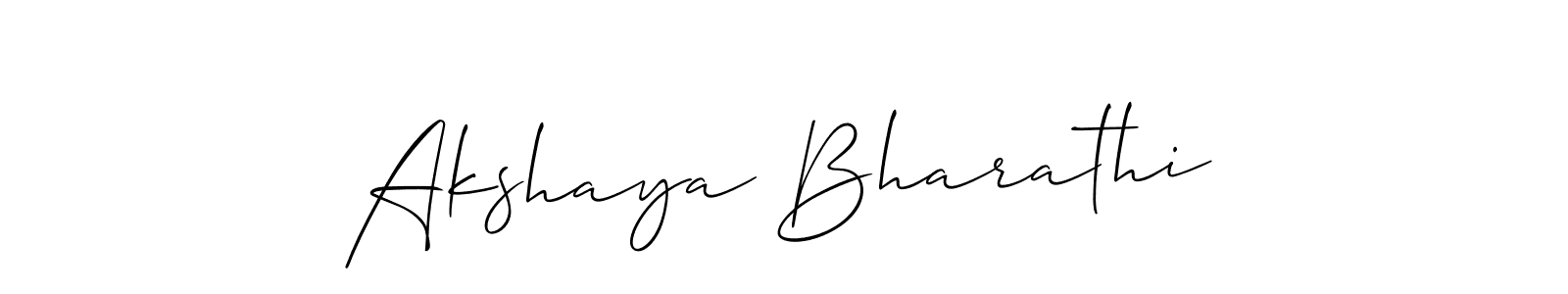 Design your own signature with our free online signature maker. With this signature software, you can create a handwritten (Allison_Script) signature for name Akshaya Bharathi. Akshaya Bharathi signature style 2 images and pictures png