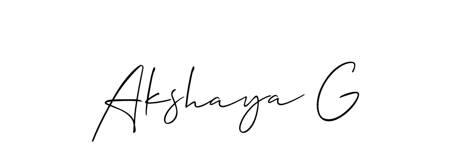 The best way (Allison_Script) to make a short signature is to pick only two or three words in your name. The name Akshaya G include a total of six letters. For converting this name. Akshaya G signature style 2 images and pictures png