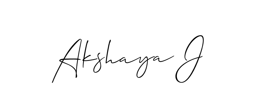 Create a beautiful signature design for name Akshaya J. With this signature (Allison_Script) fonts, you can make a handwritten signature for free. Akshaya J signature style 2 images and pictures png