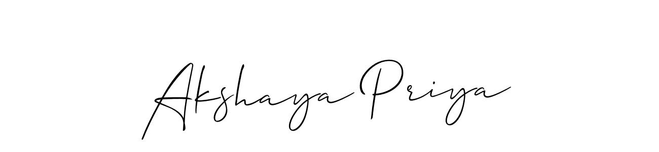 Also we have Akshaya Priya name is the best signature style. Create professional handwritten signature collection using Allison_Script autograph style. Akshaya Priya signature style 2 images and pictures png