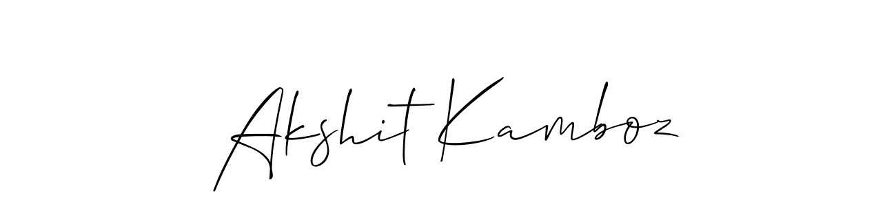 The best way (Allison_Script) to make a short signature is to pick only two or three words in your name. The name Akshit Kamboz include a total of six letters. For converting this name. Akshit Kamboz signature style 2 images and pictures png