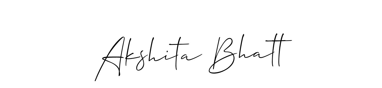Make a short Akshita Bhatt signature style. Manage your documents anywhere anytime using Allison_Script. Create and add eSignatures, submit forms, share and send files easily. Akshita Bhatt signature style 2 images and pictures png