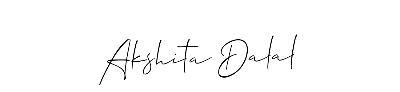 It looks lik you need a new signature style for name Akshita Dalal. Design unique handwritten (Allison_Script) signature with our free signature maker in just a few clicks. Akshita Dalal signature style 2 images and pictures png