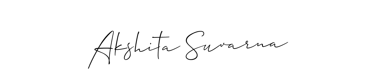 The best way (Allison_Script) to make a short signature is to pick only two or three words in your name. The name Akshita Suvarna include a total of six letters. For converting this name. Akshita Suvarna signature style 2 images and pictures png