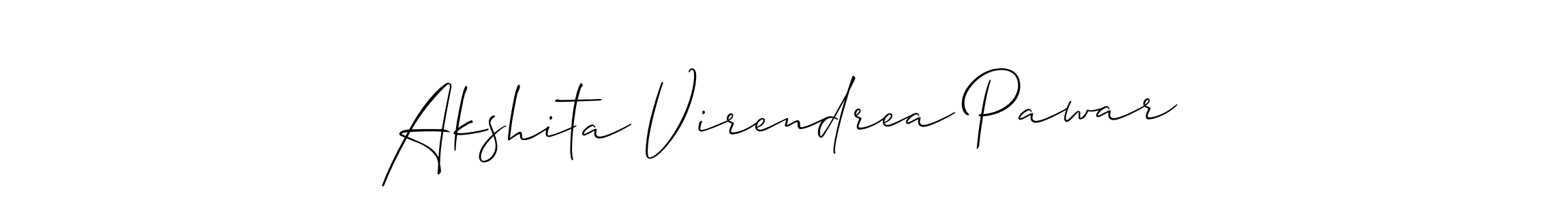 Use a signature maker to create a handwritten signature online. With this signature software, you can design (Allison_Script) your own signature for name Akshita Virendrea Pawar. Akshita Virendrea Pawar signature style 2 images and pictures png