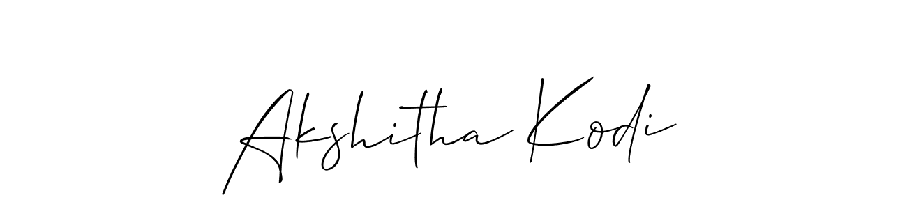 You should practise on your own different ways (Allison_Script) to write your name (Akshitha Kodi) in signature. don't let someone else do it for you. Akshitha Kodi signature style 2 images and pictures png