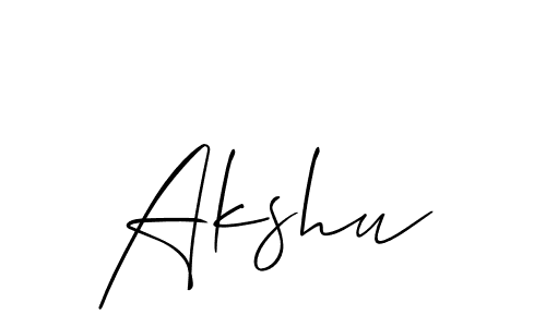 if you are searching for the best signature style for your name Akshu. so please give up your signature search. here we have designed multiple signature styles  using Allison_Script. Akshu signature style 2 images and pictures png