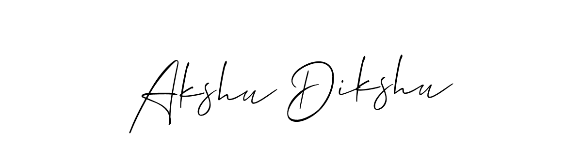 How to make Akshu Dikshu name signature. Use Allison_Script style for creating short signs online. This is the latest handwritten sign. Akshu Dikshu signature style 2 images and pictures png