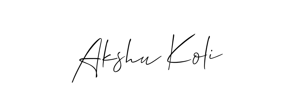 Similarly Allison_Script is the best handwritten signature design. Signature creator online .You can use it as an online autograph creator for name Akshu Koli. Akshu Koli signature style 2 images and pictures png