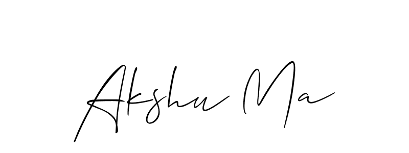 Design your own signature with our free online signature maker. With this signature software, you can create a handwritten (Allison_Script) signature for name Akshu Ma. Akshu Ma signature style 2 images and pictures png