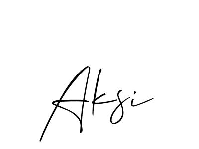 The best way (Allison_Script) to make a short signature is to pick only two or three words in your name. The name Aksi include a total of six letters. For converting this name. Aksi signature style 2 images and pictures png