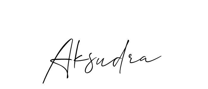 Use a signature maker to create a handwritten signature online. With this signature software, you can design (Allison_Script) your own signature for name Aksudra. Aksudra signature style 2 images and pictures png