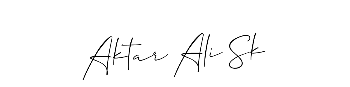 The best way (Allison_Script) to make a short signature is to pick only two or three words in your name. The name Aktar Ali Sk include a total of six letters. For converting this name. Aktar Ali Sk signature style 2 images and pictures png