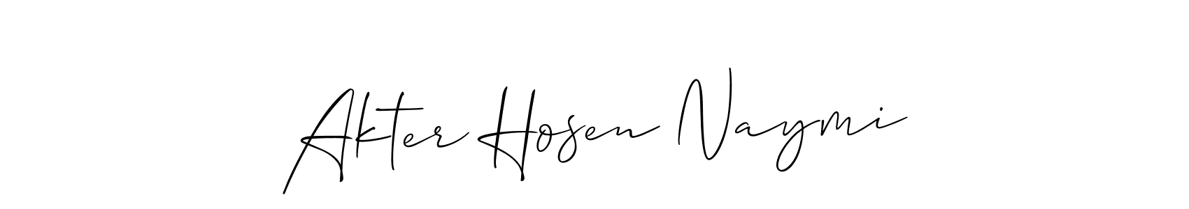The best way (Allison_Script) to make a short signature is to pick only two or three words in your name. The name Akter Hosen Naymi include a total of six letters. For converting this name. Akter Hosen Naymi signature style 2 images and pictures png