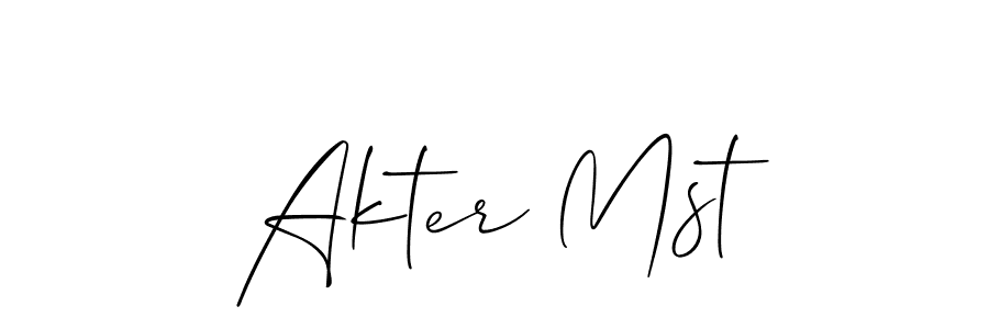 Akter Mst stylish signature style. Best Handwritten Sign (Allison_Script) for my name. Handwritten Signature Collection Ideas for my name Akter Mst. Akter Mst signature style 2 images and pictures png