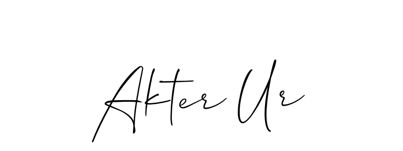 Design your own signature with our free online signature maker. With this signature software, you can create a handwritten (Allison_Script) signature for name Akter Ur. Akter Ur signature style 2 images and pictures png