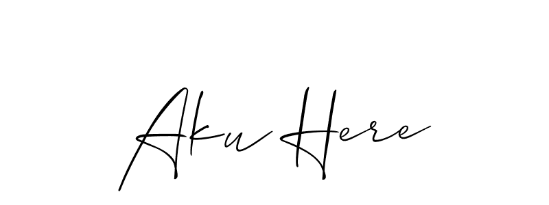 if you are searching for the best signature style for your name Aku Here. so please give up your signature search. here we have designed multiple signature styles  using Allison_Script. Aku Here signature style 2 images and pictures png